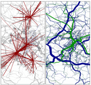 Simulationsgrafik zu Verkehrsnachfragemodell